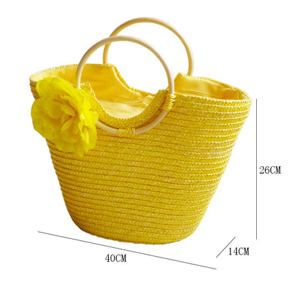 Holly Woman Bohemian Knitting Straw Bag