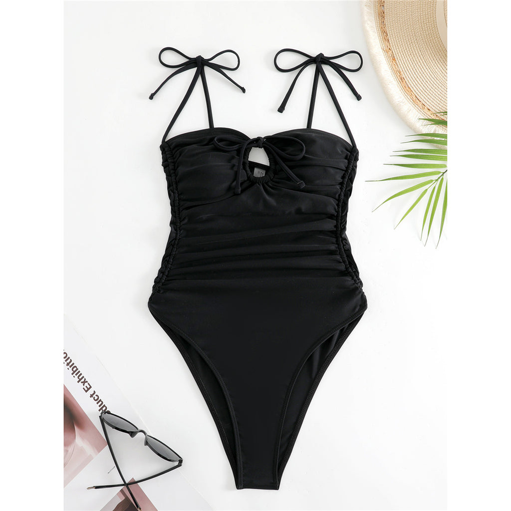 Regina Wrinkled Strappy High Leg Monokini