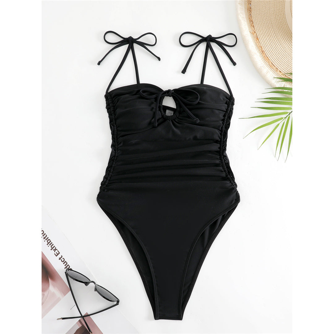 Regina Wrinkled Strappy High Leg Monokini