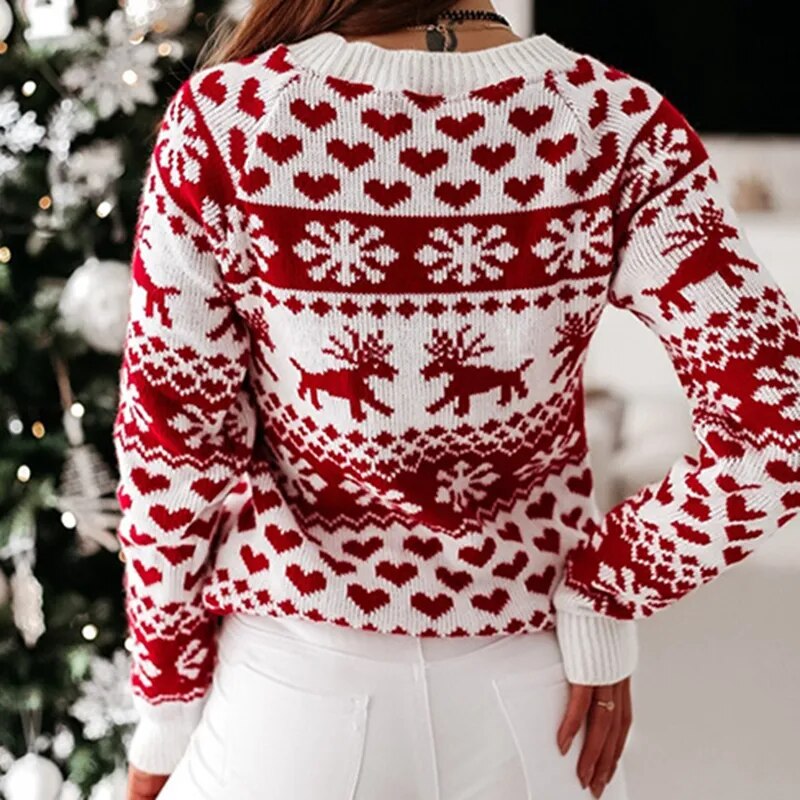 Rose Knit Long Sleeve Women Sweater