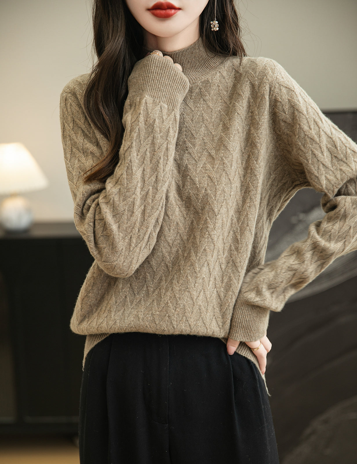 Holly Woman Mock Neck Long Sleeve Sweater