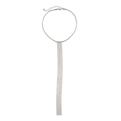 Mary Long Tassel Snake Link Pendant Choker Necklace