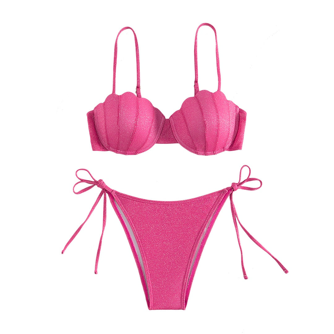 Helen Glitter Sparkling Underwired Bra Cup Bikini