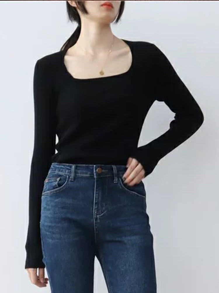 Lori Slim-fit Square Collar Women Sweater