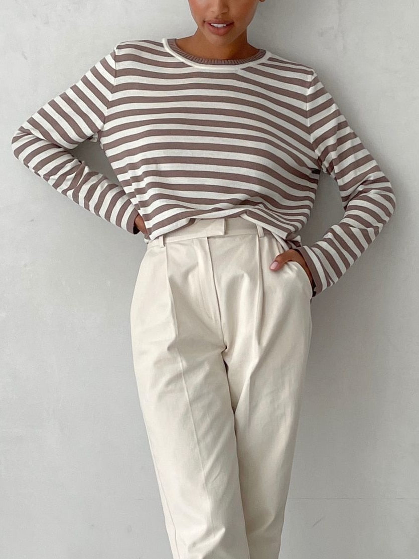 Rita Loose Casual Knitted Stripe Women Sweater