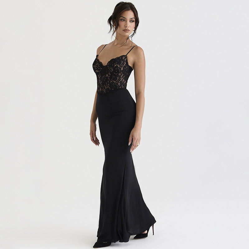 Fiona Lace Spaghetti Strap Bodycon Sexy Maxi Dress