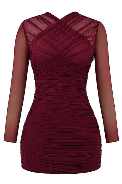 Lydia Two Layer Mesh Skinny Sexy Mini Dress