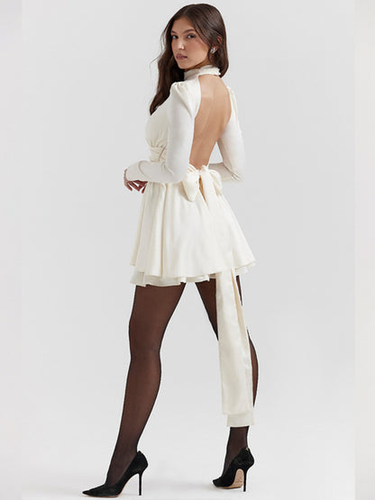 Janet Backless Bow Sexy Mini Dress