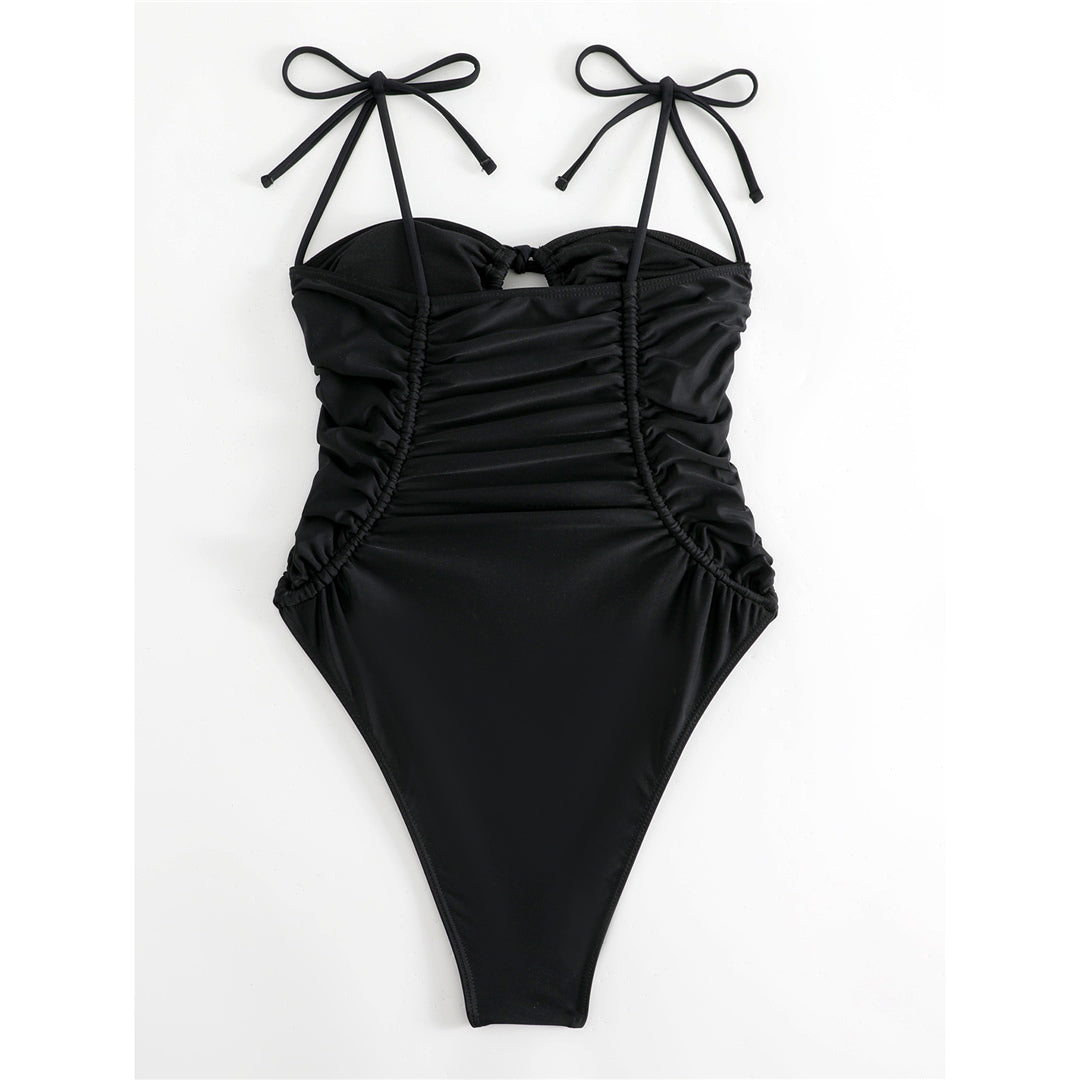Regina Wrinkled Strappy High Leg Monokini