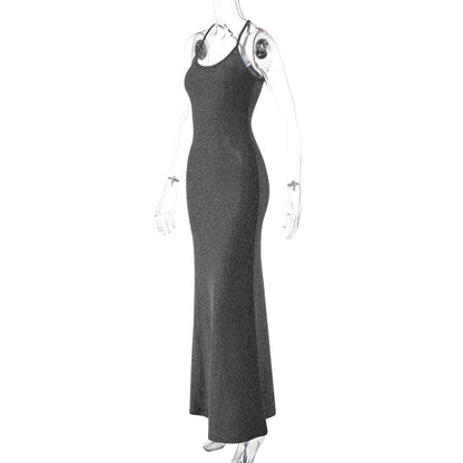 Hannah Bright Silk Backless Maxi Dress
