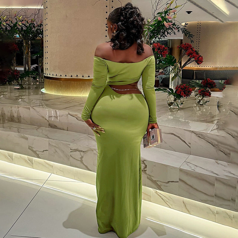 Teresa Hollow Out Long Sleeve Sexy Maxi Dress