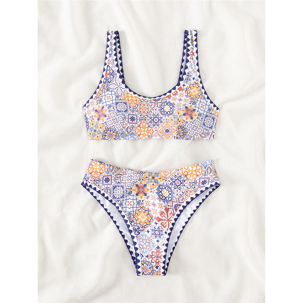 Leah Printed Brazilian Padded Mid Waist Bikini