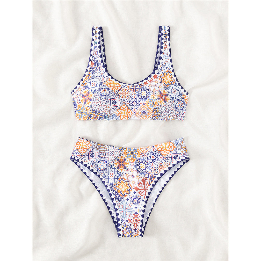 Leah Printed Brazilian Padded Mid Waist Bikini