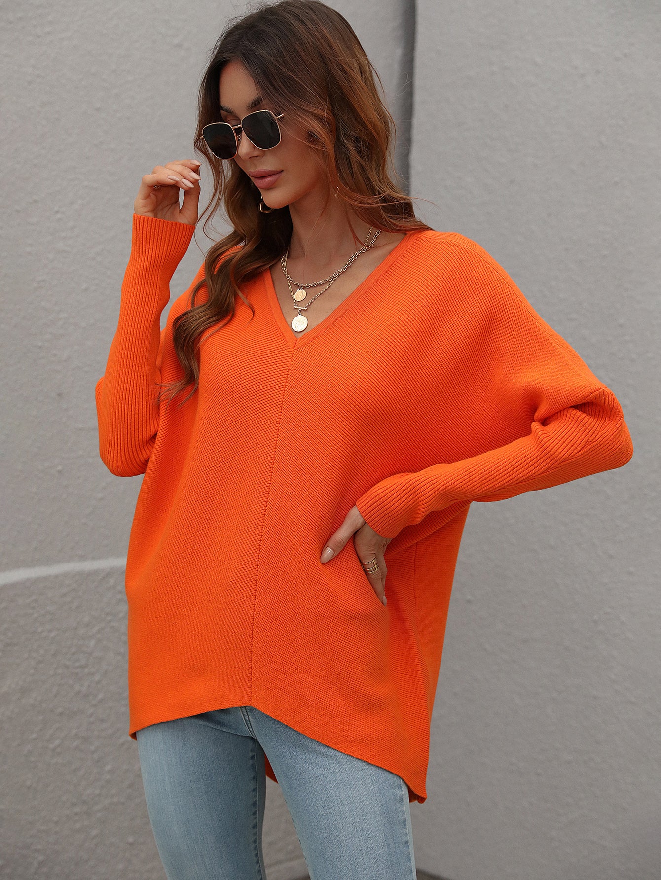 Joanna V-Neck Solid Color Women Sweater