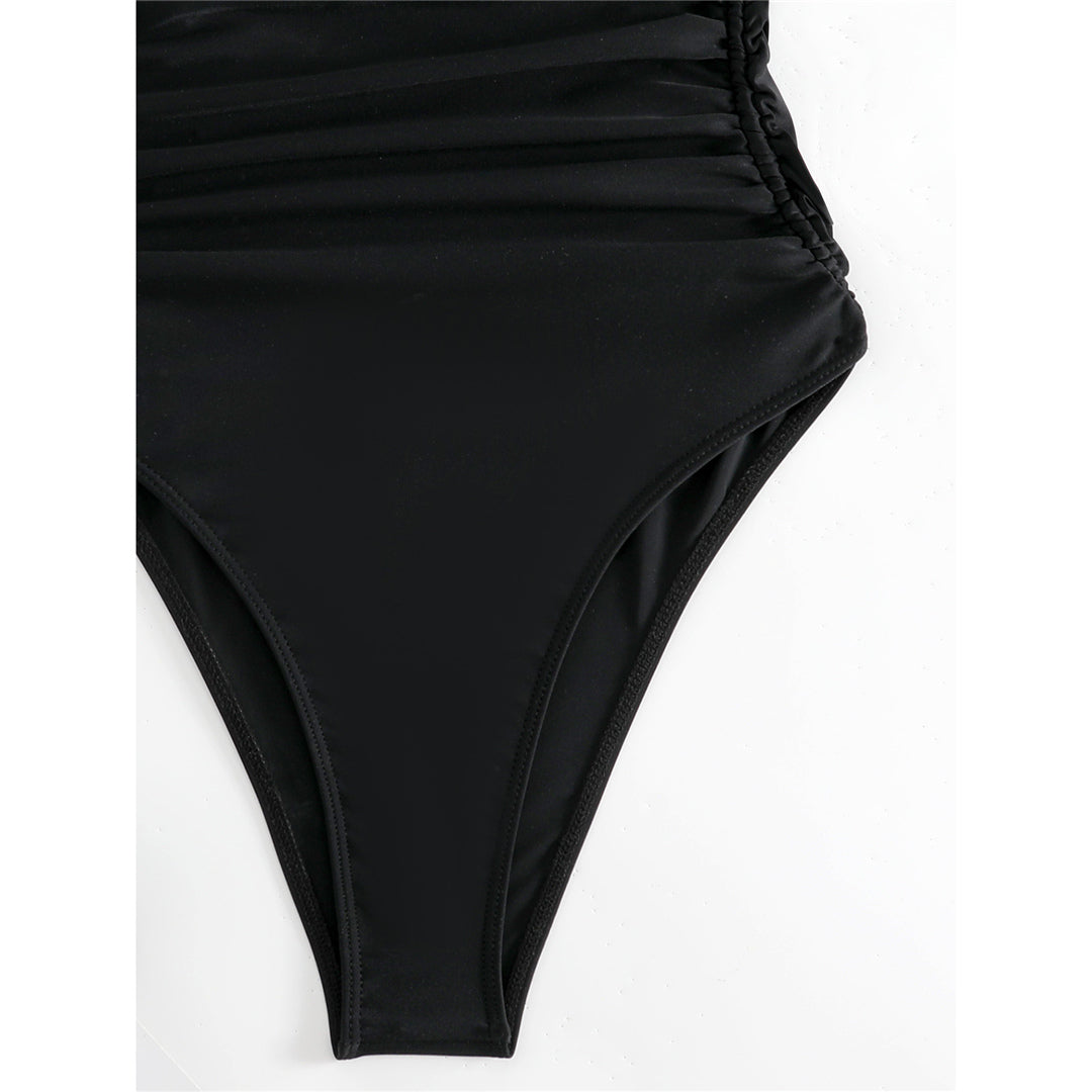 Regina Wrinkled Strappy High Leg Monokini