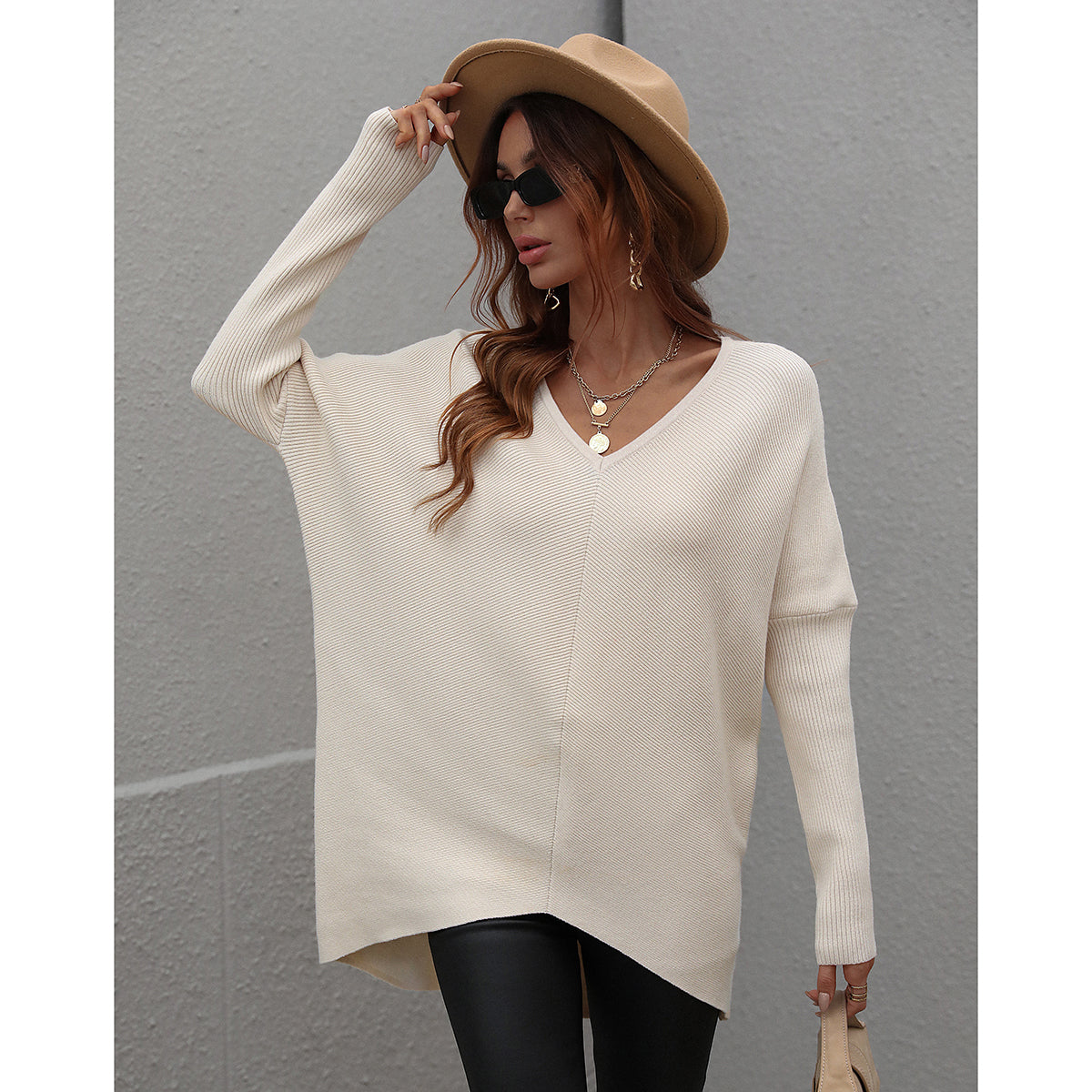 Joanna V-Neck Solid Color Women Sweater