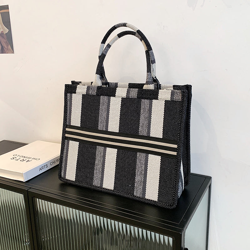 Sandra Plaid Canvas Tote Bag