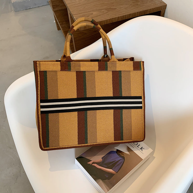 Sandra Plaid Canvas Tote Bag