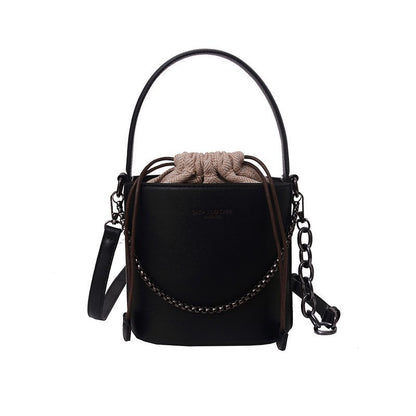 Nancy Leather Drawstring Bucket Bag