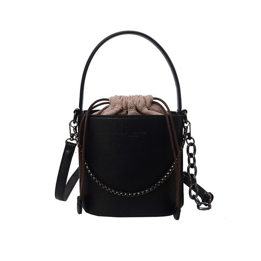 Nancy Leather Drawstring Bucket Bag