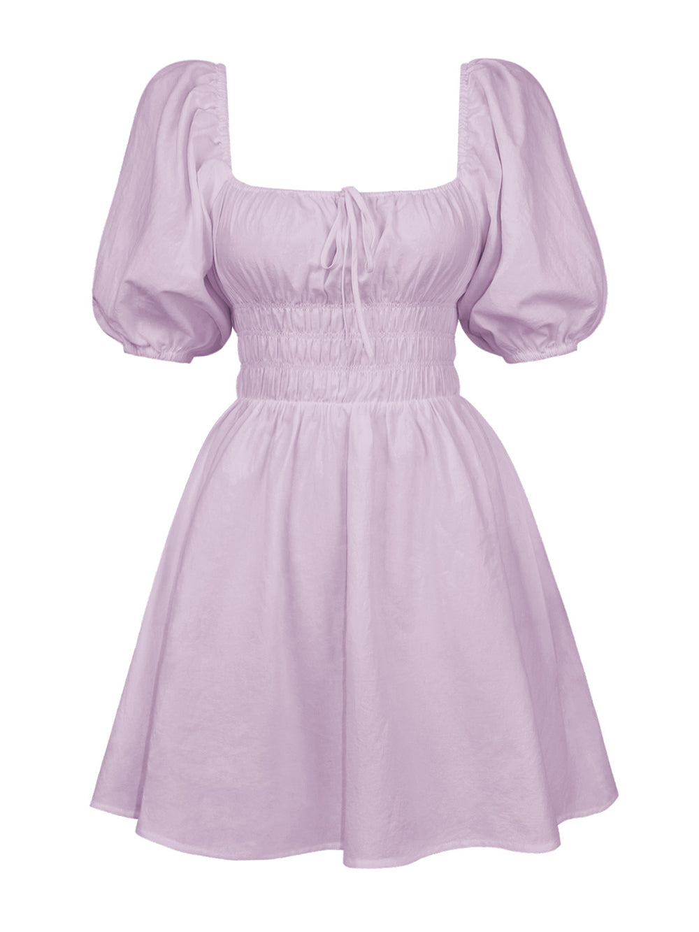 Aria Collar Puff Sleeve Lace Up Chest Elastic Mini Dress
