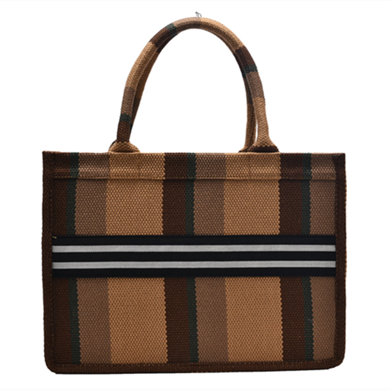 Sandra Plaid Canvas Tote Bag