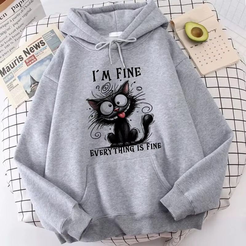 Women's Vintage Y2K Kawaii Cat Hoodie