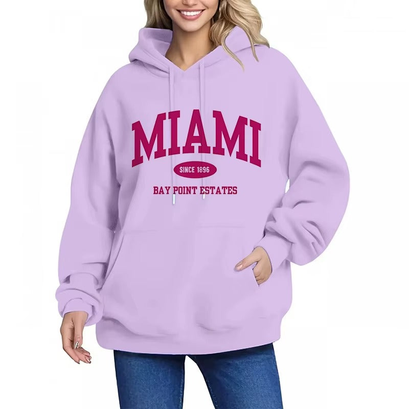 Women's Y2K Miami Letter Print Hoodie