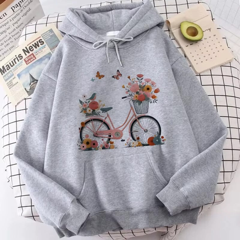Women's Floral Bike Print Hoodie