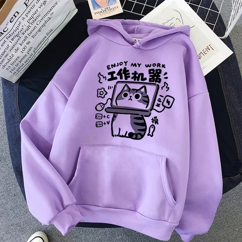 Kawaii Cat Hoodie Women