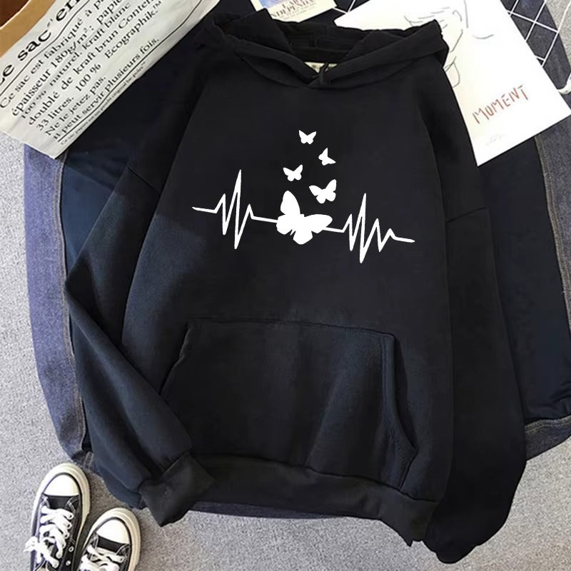 Butterfly Heartbeat Graphic Hoodie