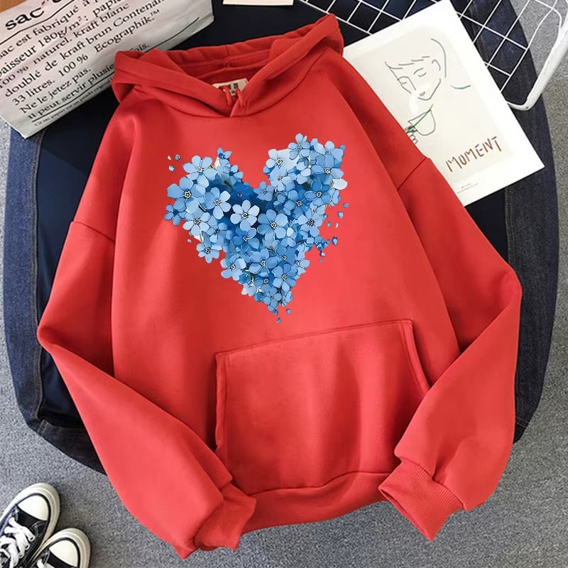 Y2K Aesthetic Hoodie - Women's Gothic Floral Heart Print Streetwear Sweatshirt