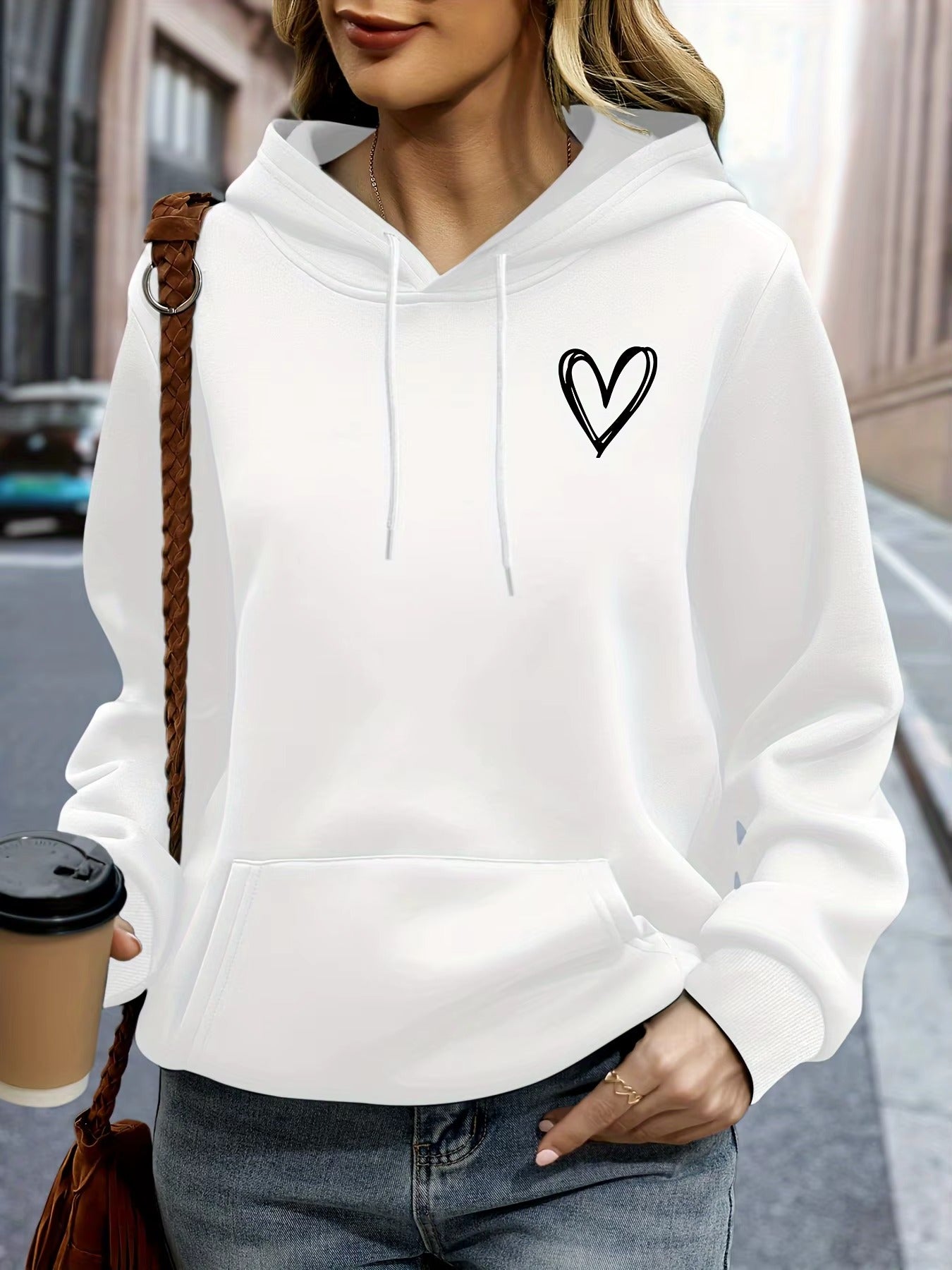 Oversized Unisex Hoodie with Heart Print
