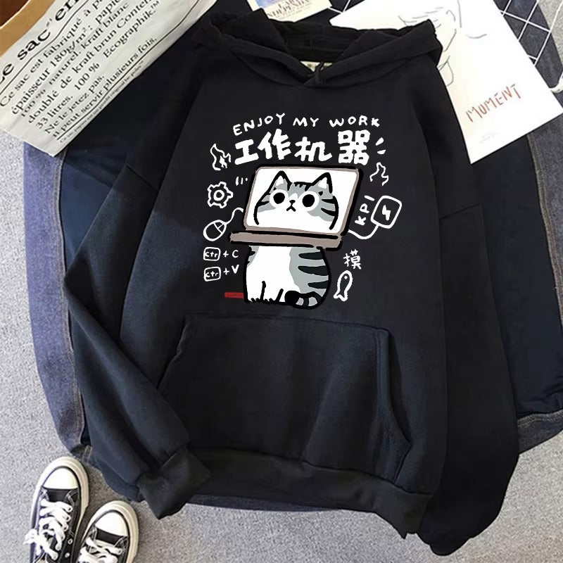 Kawaii Cat Hoodie Women