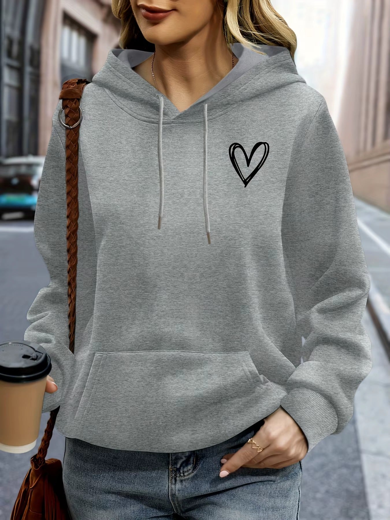 Oversized Unisex Hoodie with Heart Print