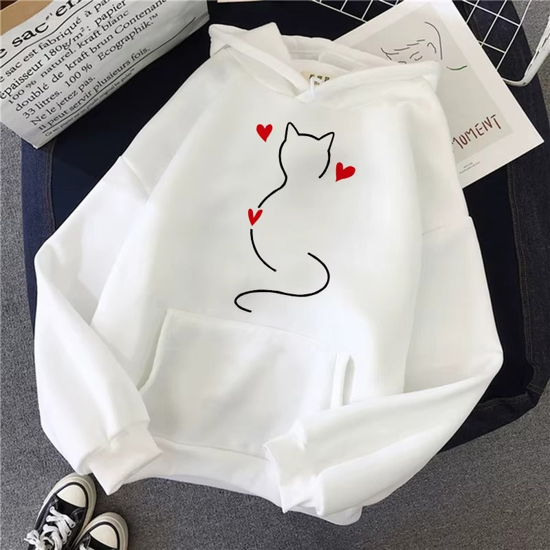 Cozy Fall Winter Cat Hoodie