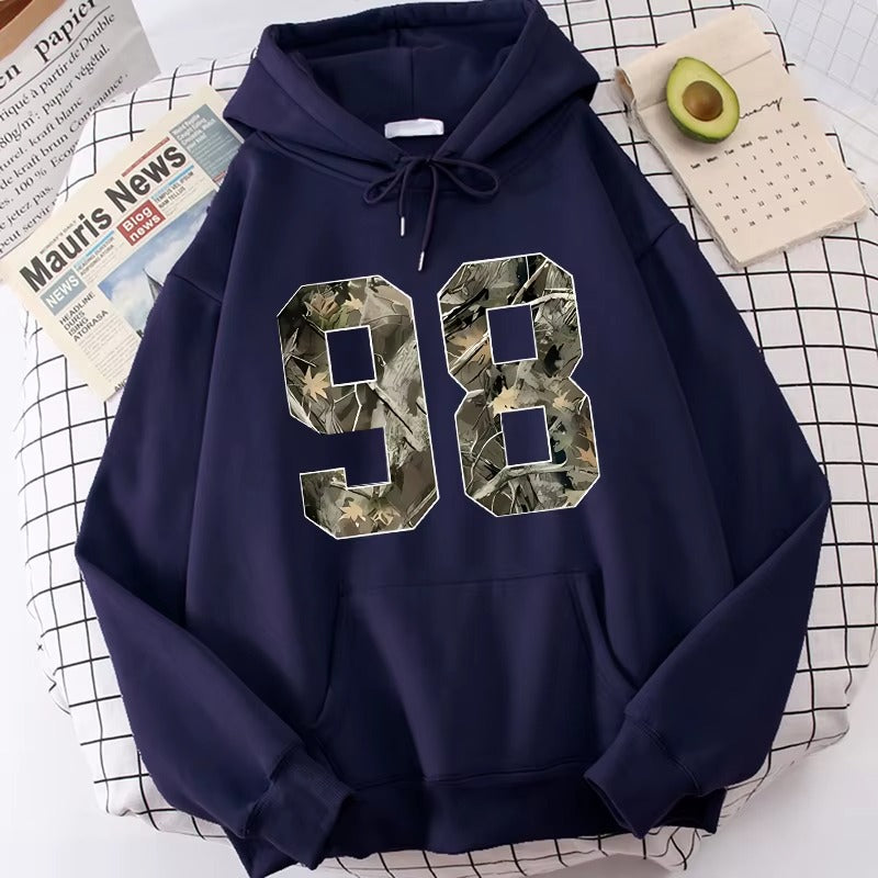 Women's 90s Minimalist Hoodie with Branch Print