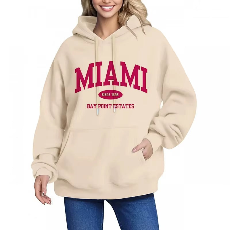 Women's Y2K Miami Letter Print Hoodie