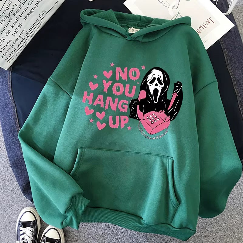 Women's Vintage Graphic Hoodie with Skull and Love Letter Print