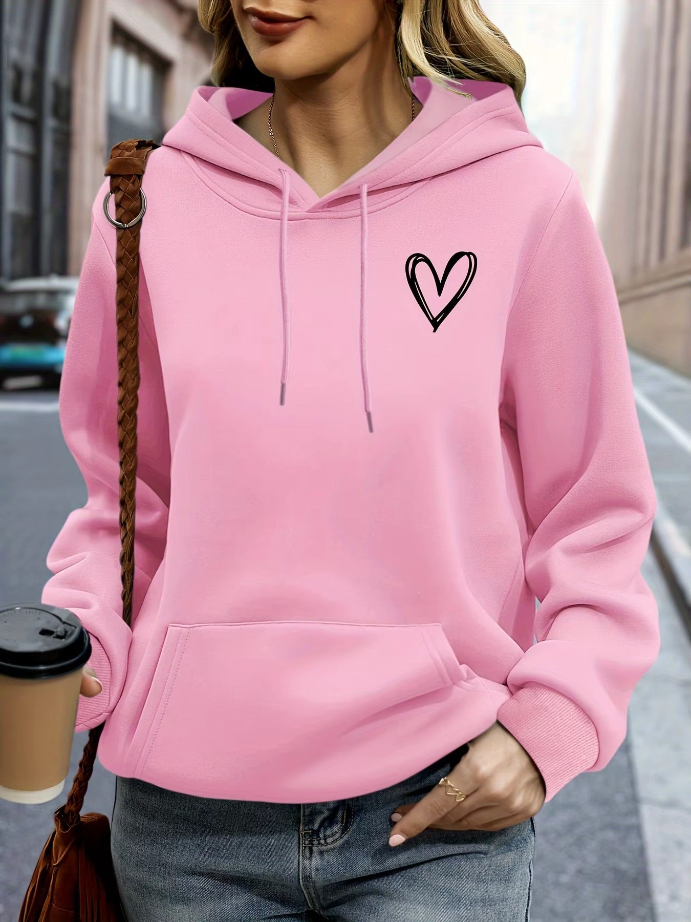 Oversized Unisex Hoodie with Heart Print