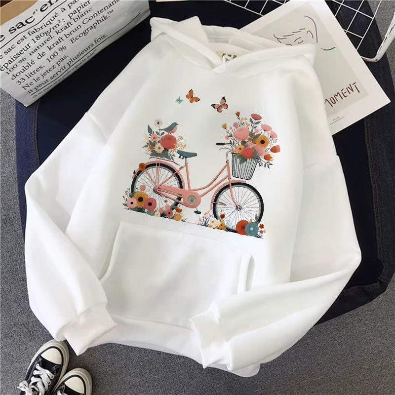 Women's Floral Bike Print Hoodie