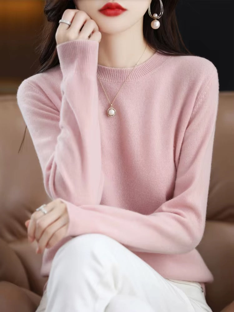 Women's Cashmere O-Neck Sweater | Luxury Basic Knitwear Pullover