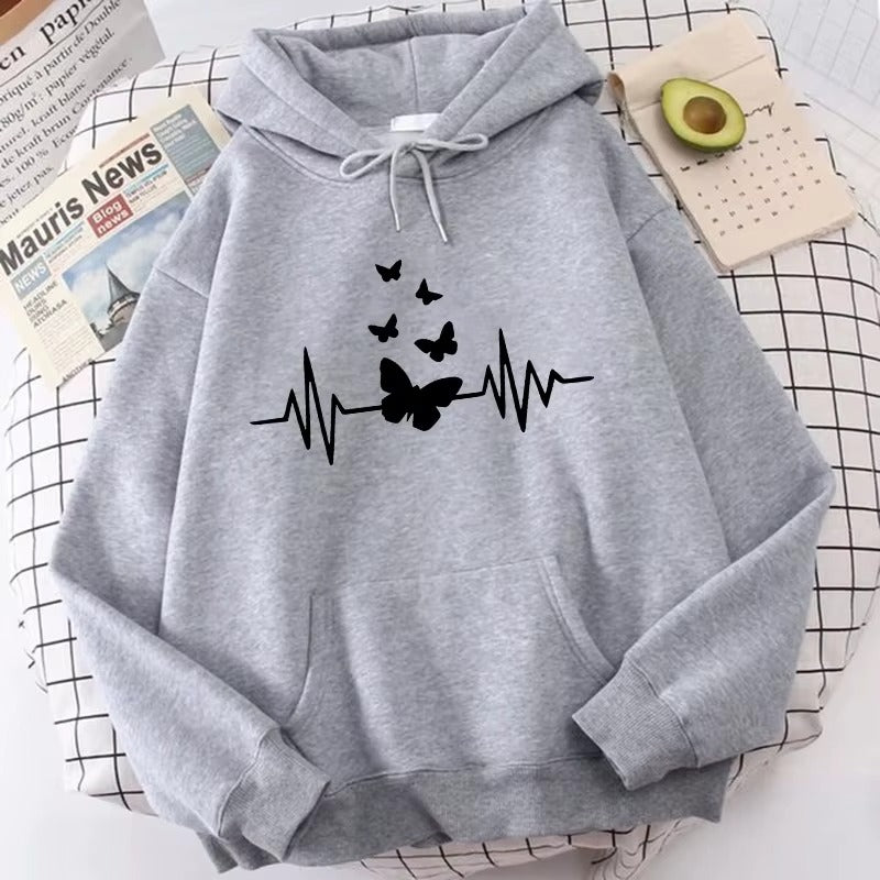 Butterfly Heartbeat Graphic Hoodie
