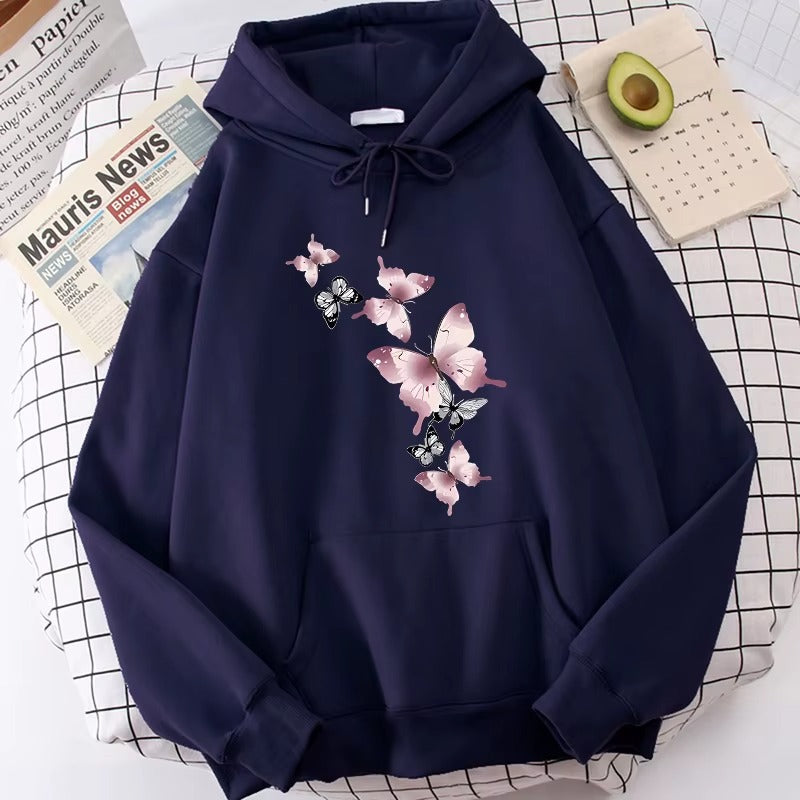 Women's Vintage Butterfly Floral Print Hoodie