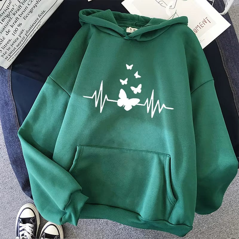 Butterfly Heartbeat Graphic Hoodie