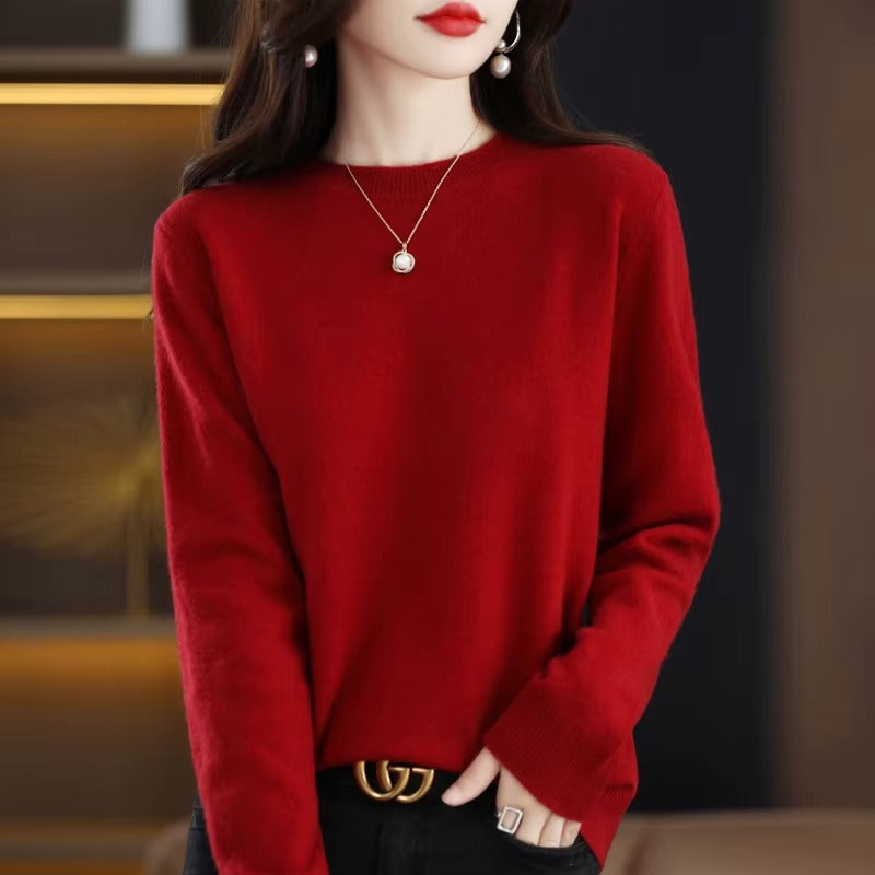 Women's Cashmere O-Neck Sweater | Luxury Basic Knitwear Pullover