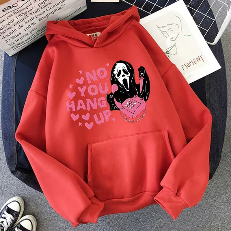 Women's Vintage Graphic Hoodie with Skull and Love Letter Print