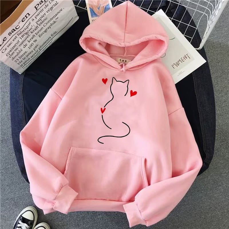 Cozy Fall Winter Cat Hoodie