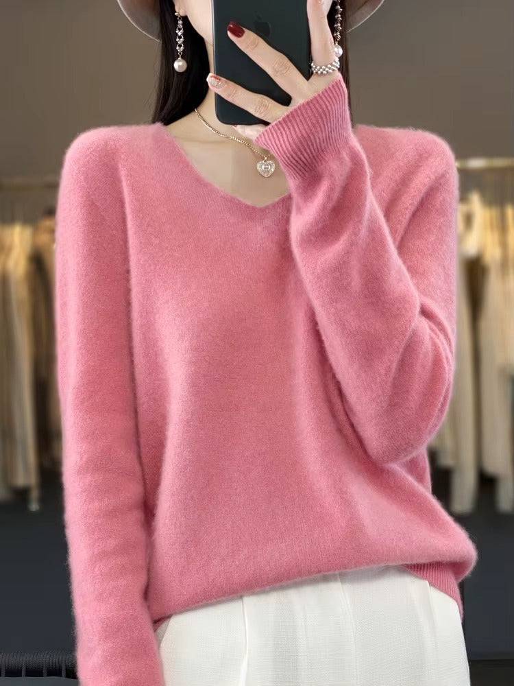 Women's Basic Top V-Neck Sweater