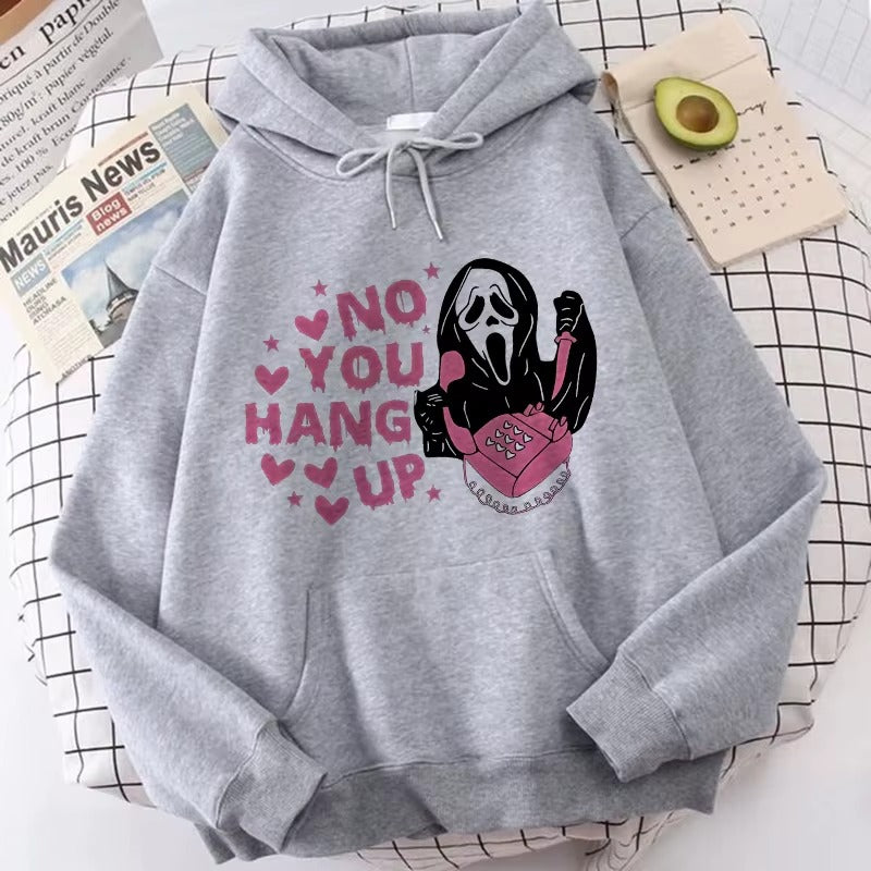 Women's Vintage Graphic Hoodie with Skull and Love Letter Print